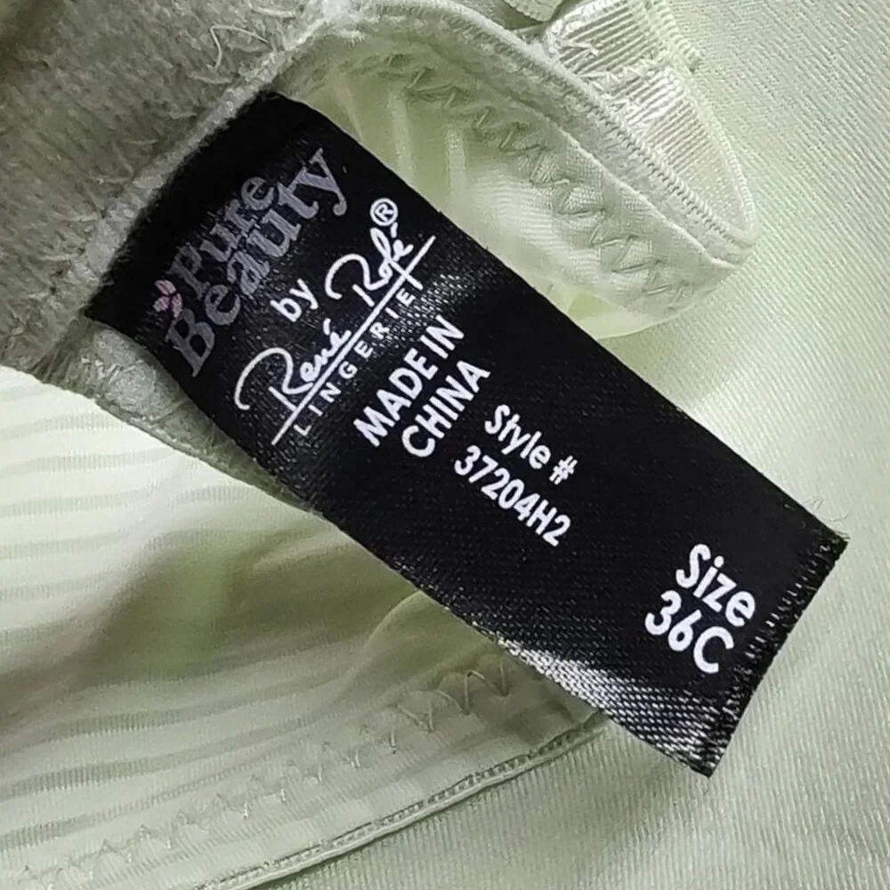 36C Rene Rofe Pure Beauty Bra Wireless Soft Cup Lt. Green Striped - Picture 6 of 6